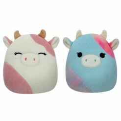 Squishmallows Plysjbamse 13cm - Caedyn Den Rosa Kua/Caedia Den Blå Kua
